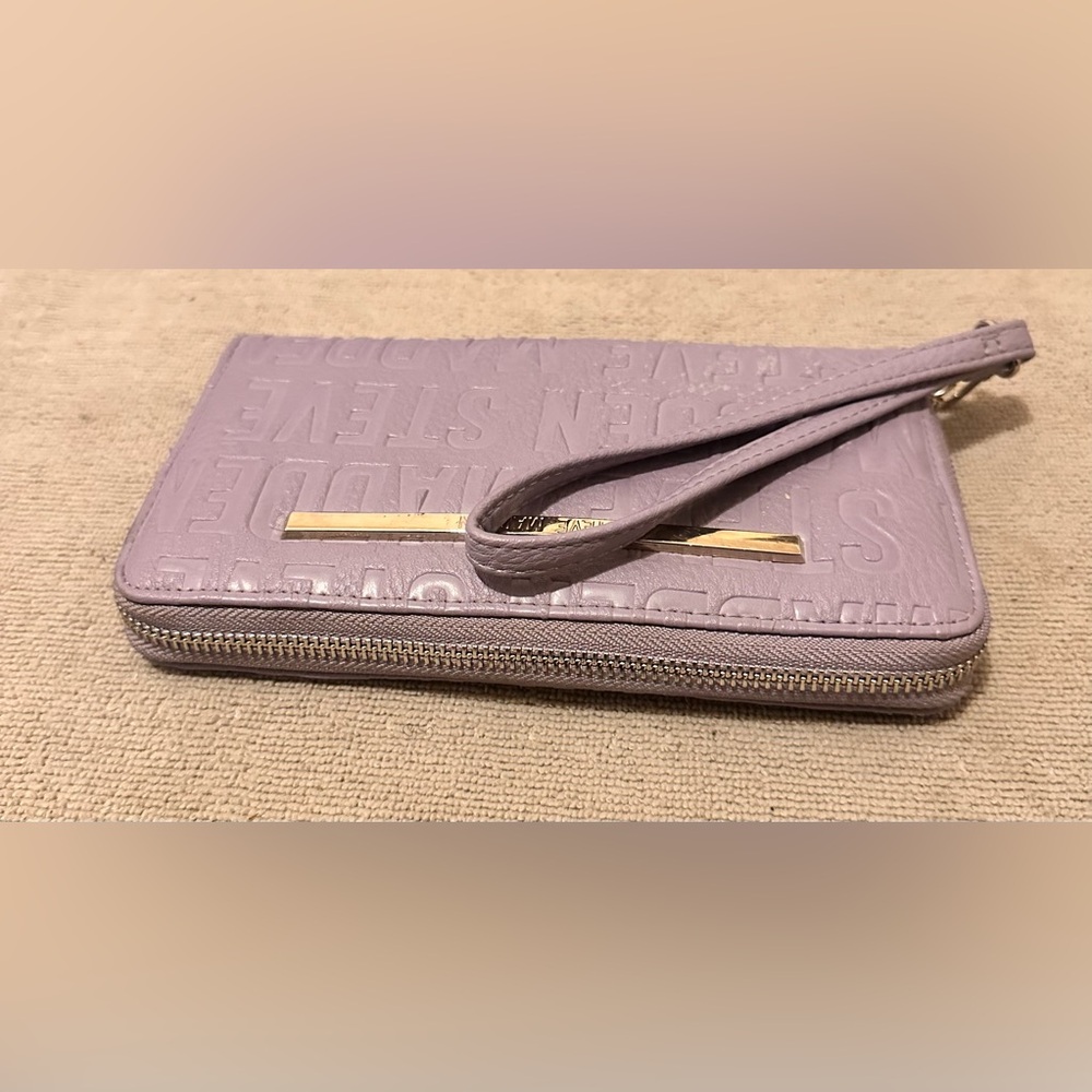 Steve Madden Lavender Embossed Wristlet Clutch with Gold Accent